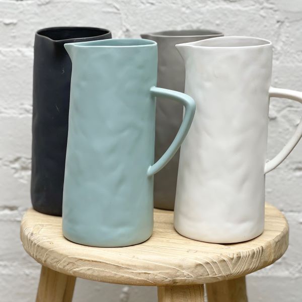 Flax Jug w Handle h24cm White Flax Ceramics