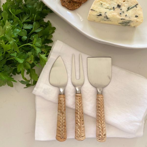 Natural Wicker Cheese Knives Set