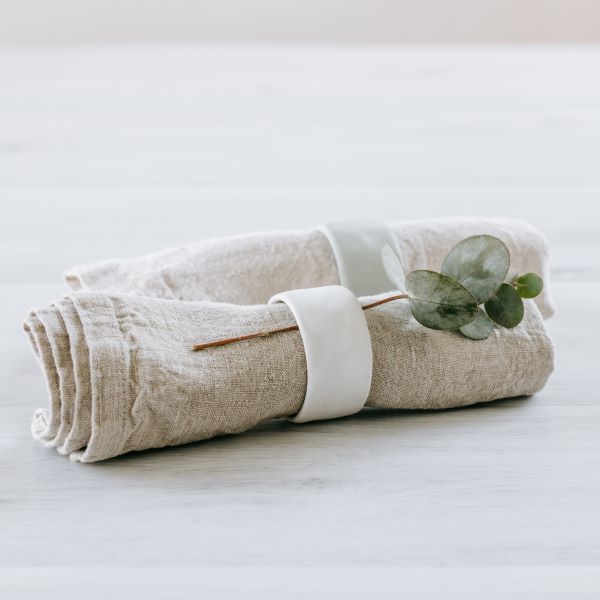 Flax Napkin Ring 3x6 - White