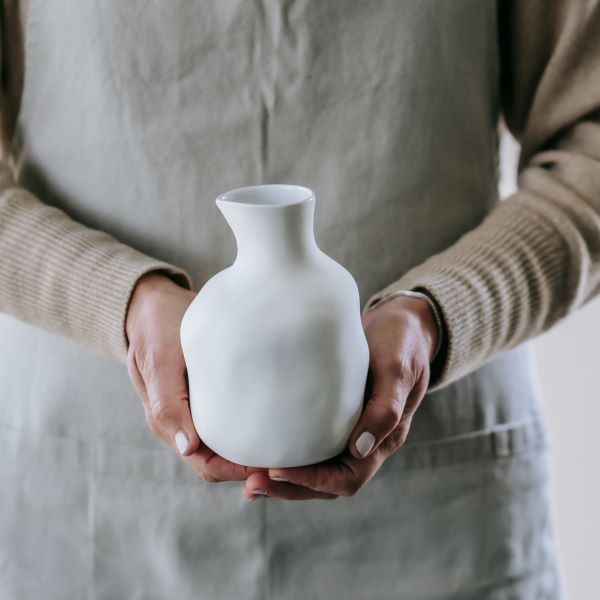 Flax Sake Bottle h15cm - White