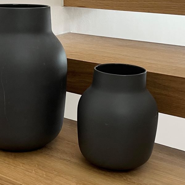 Flax Tub Vase d15cm - Charcoal
