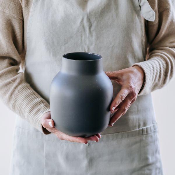 Flax Tub Vase d15cm - Charcoal