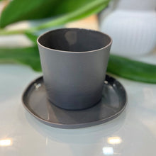 Load image into Gallery viewer, Flax Round Cup d8cm &amp; Saucer Charcoal
