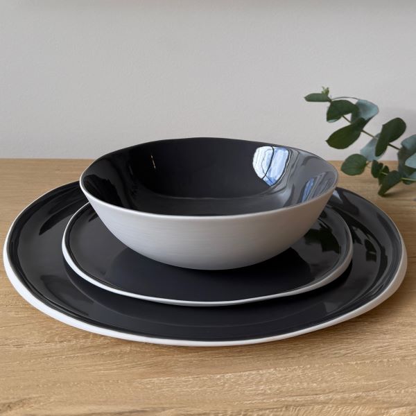 Flax ED 12 Piece Dinner Set - Charcoal