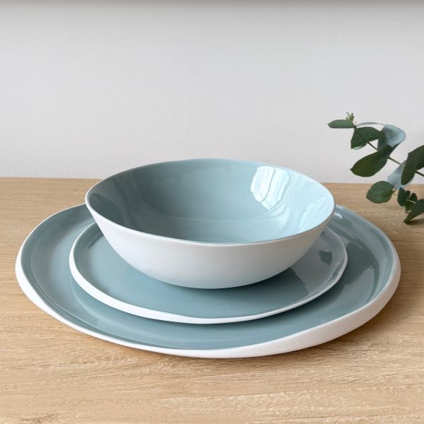 Flax ED 12 Piece Dinner Set - Duck Egg