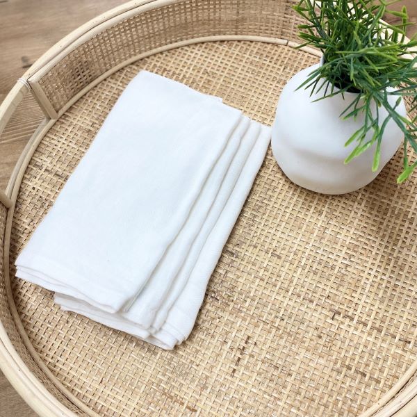 White Napkin / Linen/ Cotton - Set of 6