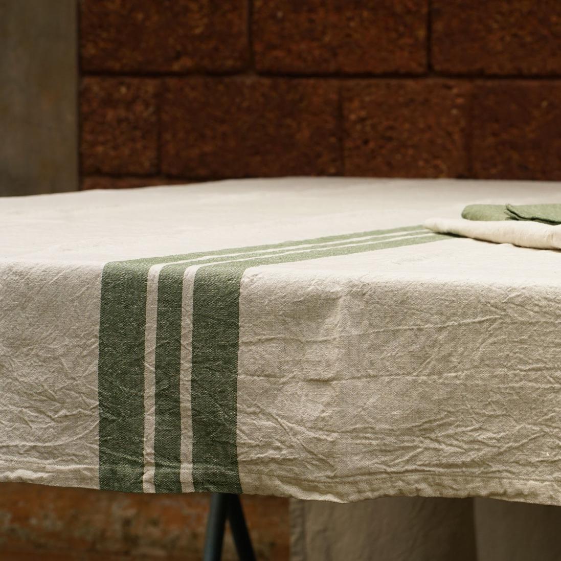 Tablecloth 250x 150cm Olive Stripe
