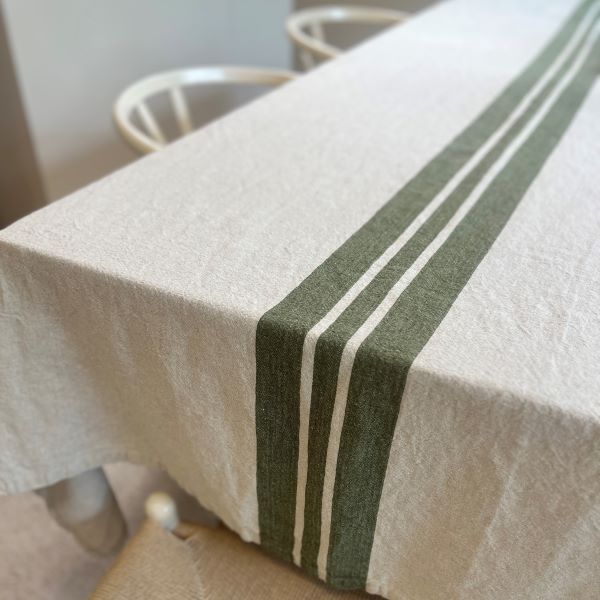 Tablecloth 350x 150cm Olive Stripe